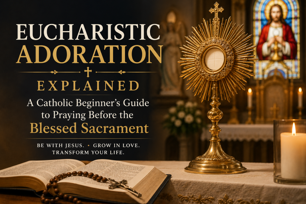 Eucharistic Adoration with the Blessed Sacrament displayed in a monstrance